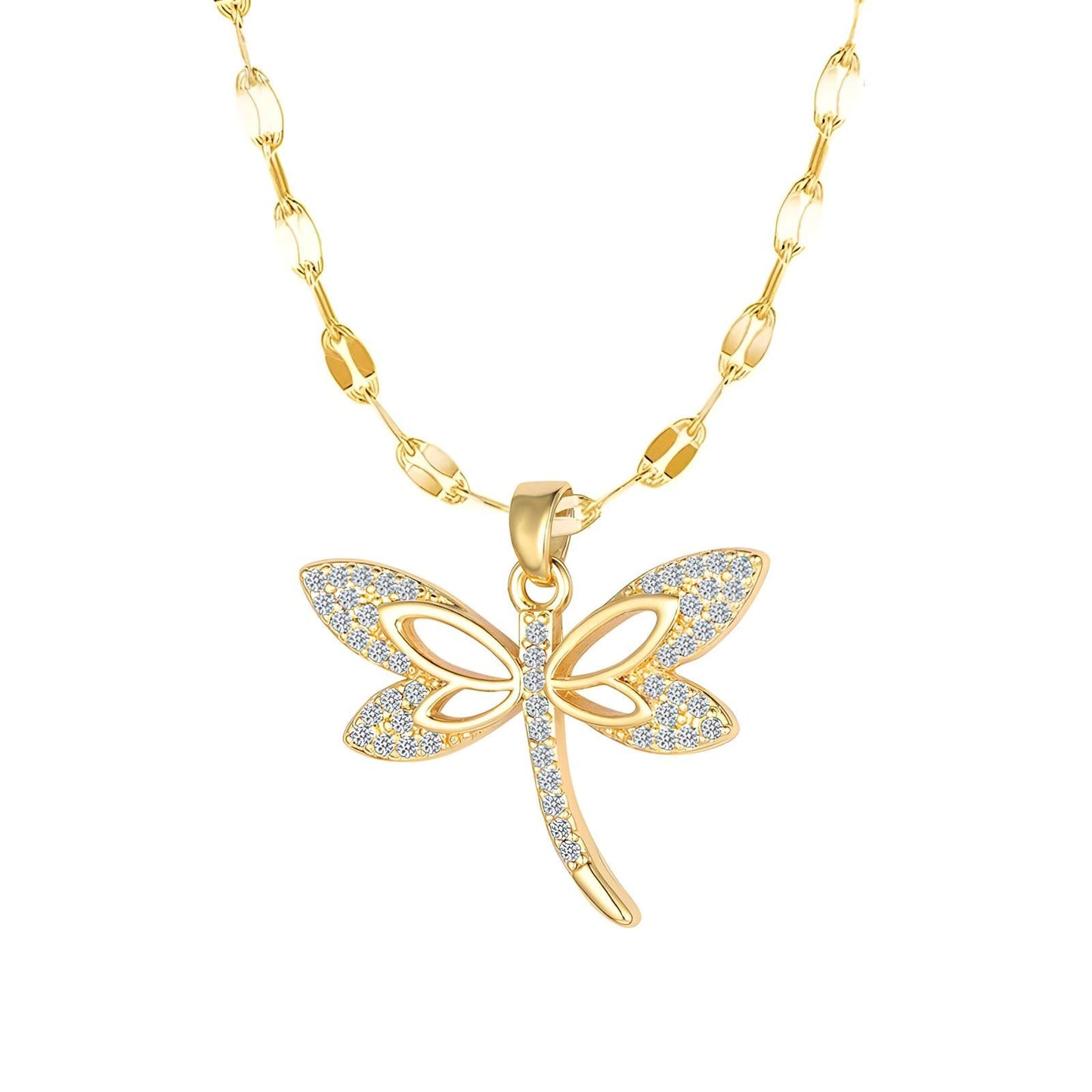 18K gold plated dragonfly necklace, FTM JEWELRY - FTM JEWELRY
