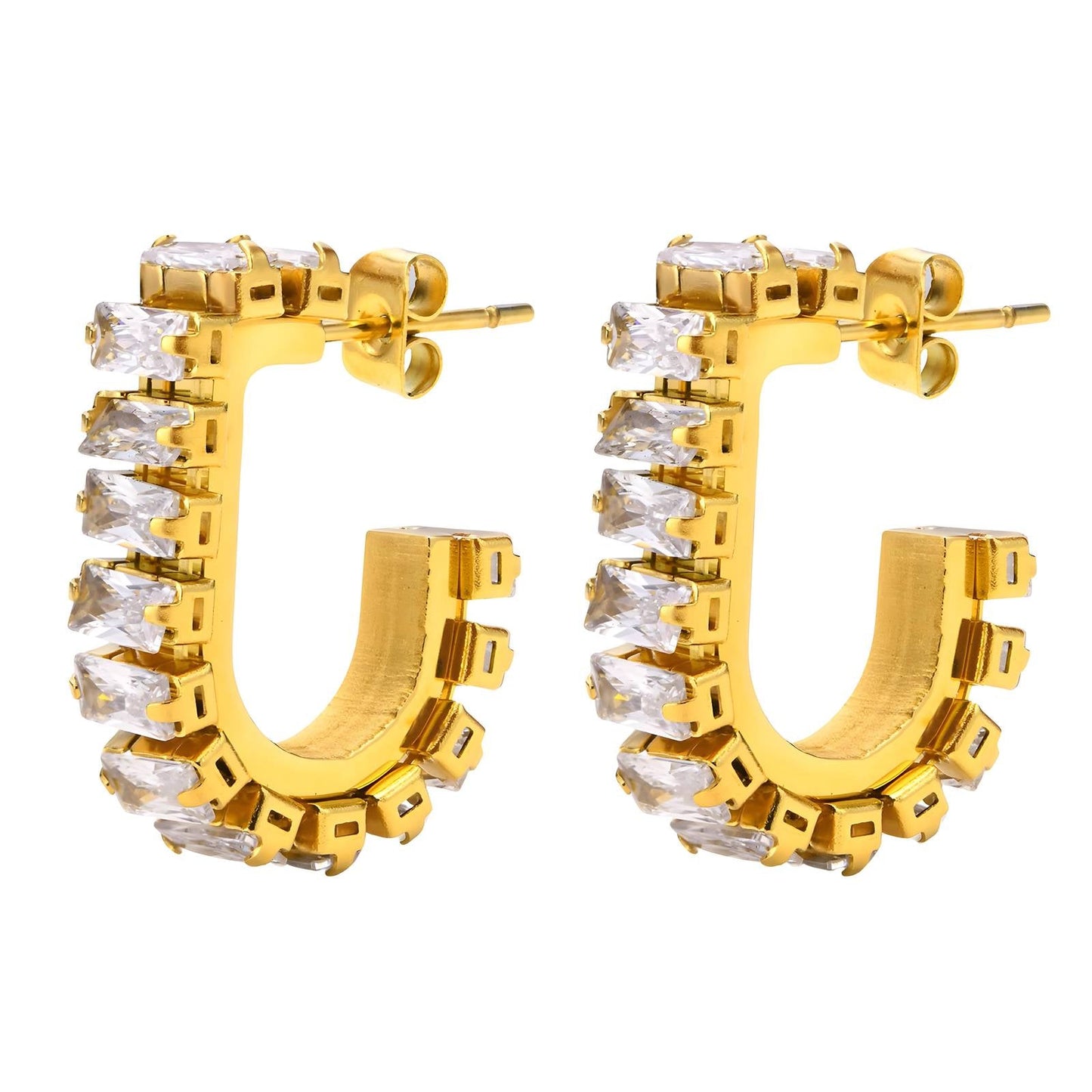 18K gold plated Stainless steel earrings, FTM JEWELRY - FTM JEWELRY