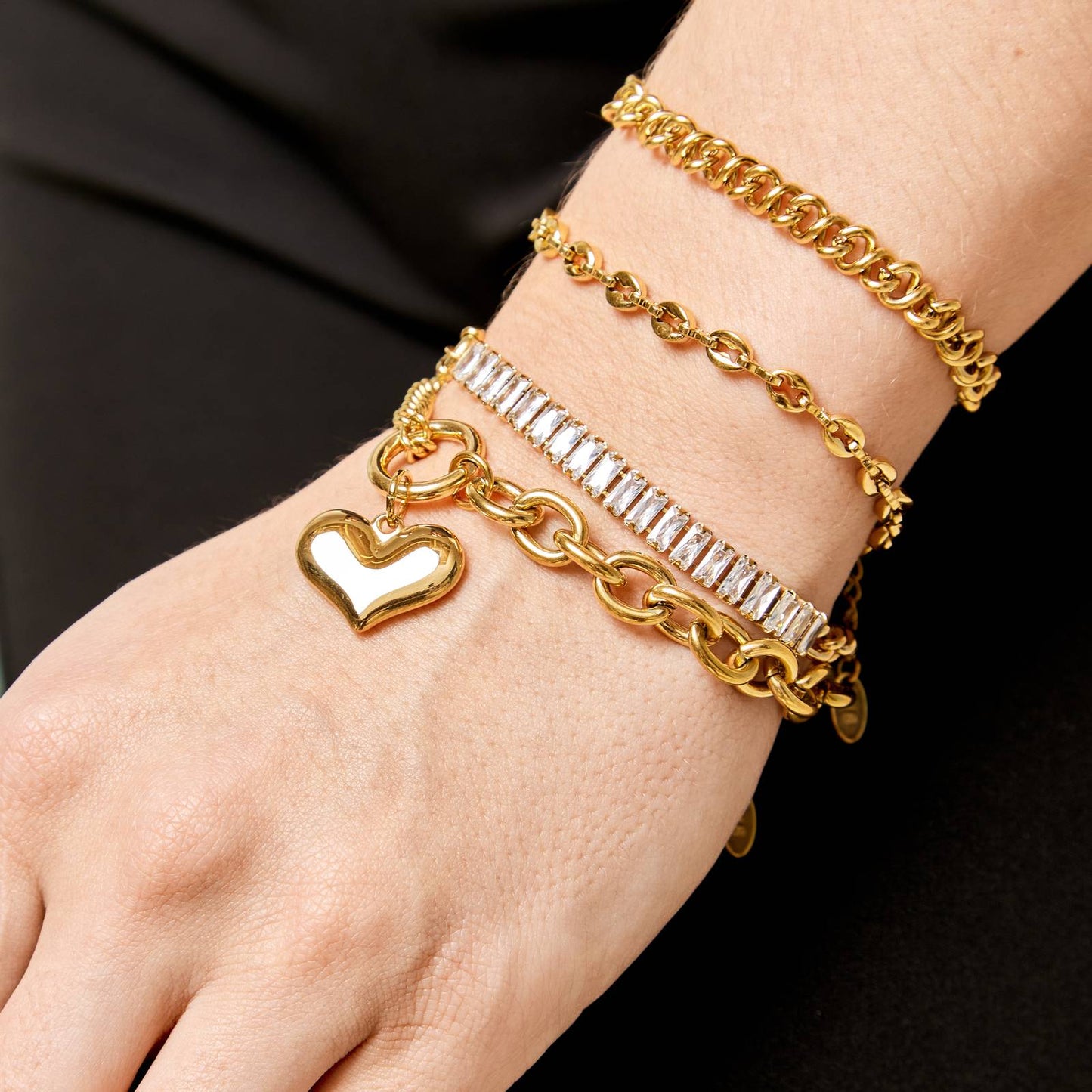 18K gold plated Stainless steel Heart bracelet, FTM Jewelry - FTM JEWELRY