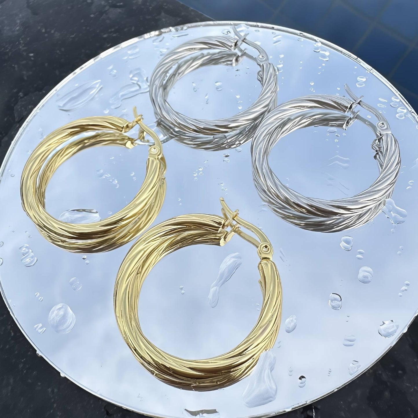 Earrings, 18K Gold Plated Steel - FTM JEWELRY