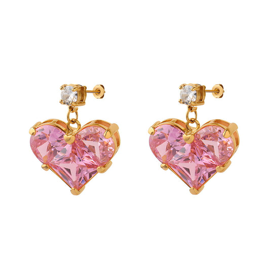 18K gold plated Stainless steel  Hearts earrings,  FTM JEWELRY