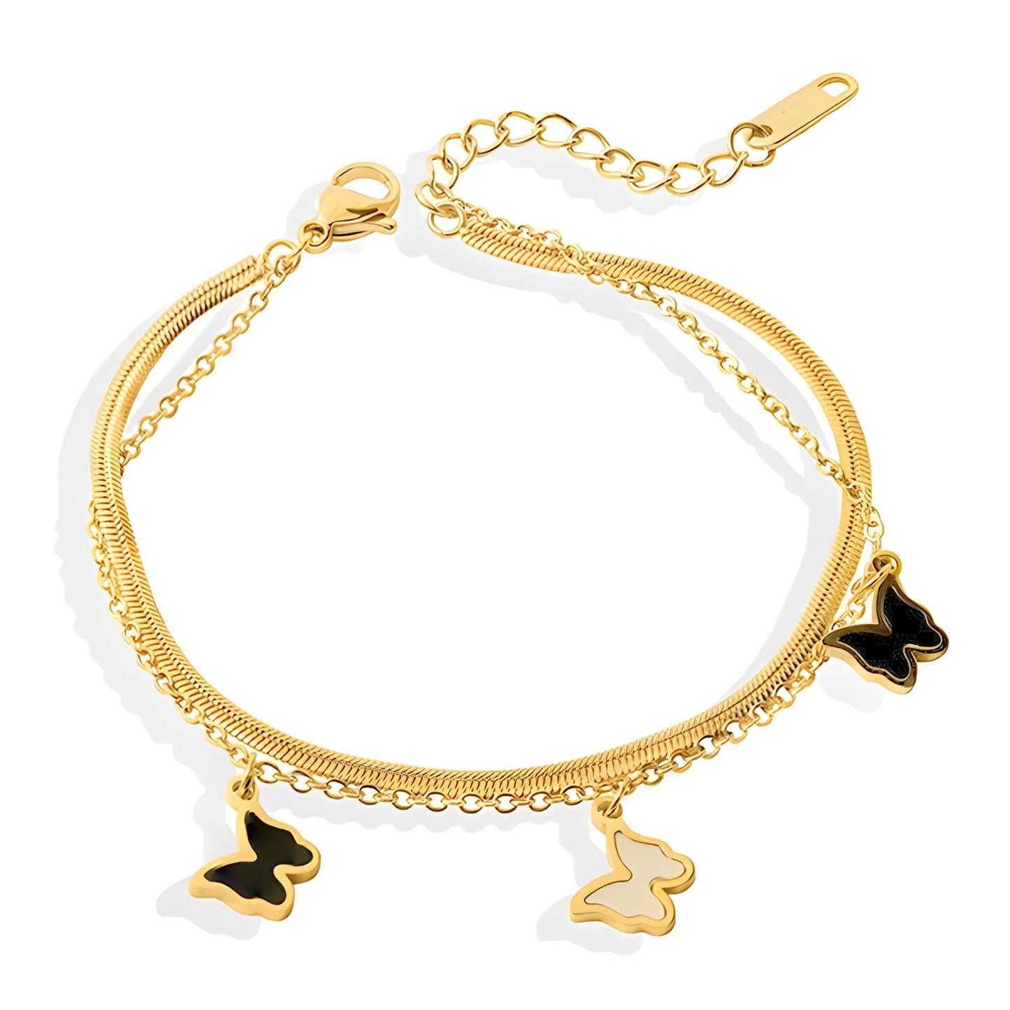 18K gold plated Stainless steel  Butterflies bracelet,  FTM JEWELRY