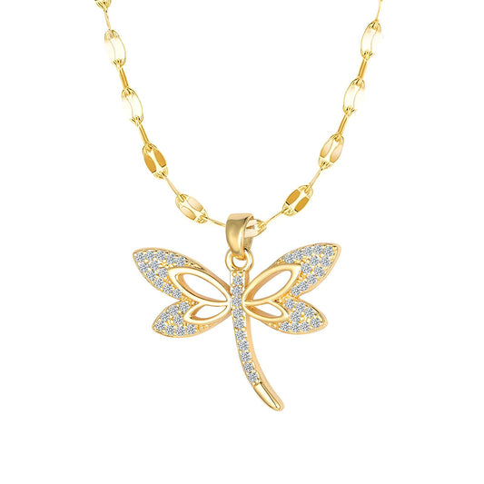 18K gold plated  dragonfly necklace,  FTM JEWELRY