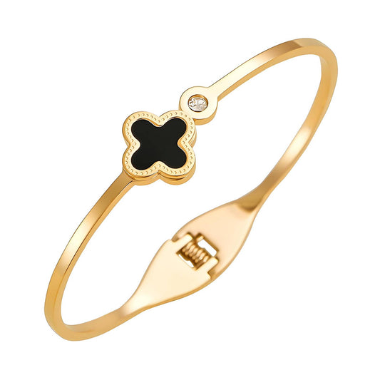 18K gold plated Stainless steel  Four-leaf clover bracelet,  FTM JEWELRY