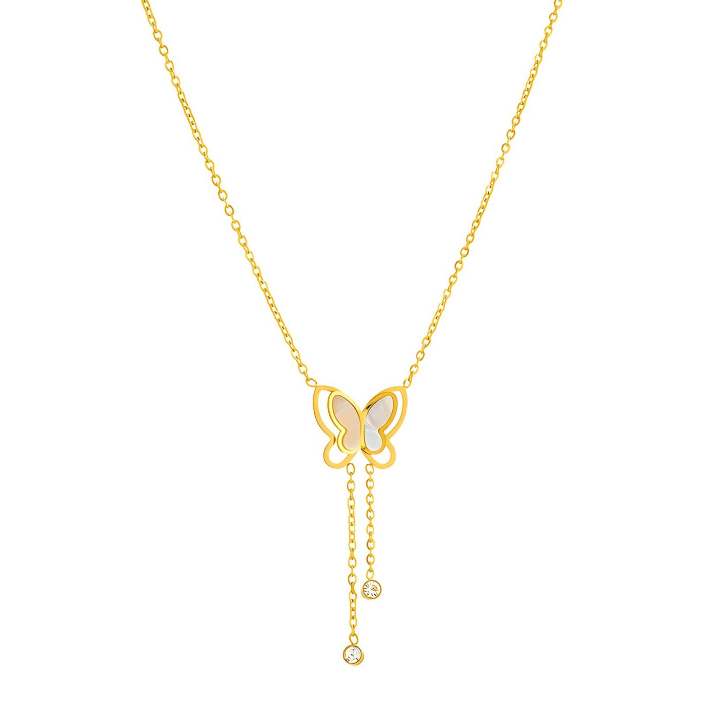 18K gold plated Stainless steel  Butterfly necklace,  FTM JEWELRY