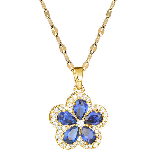 18K gold plated  Flower necklace, FTMJewelery