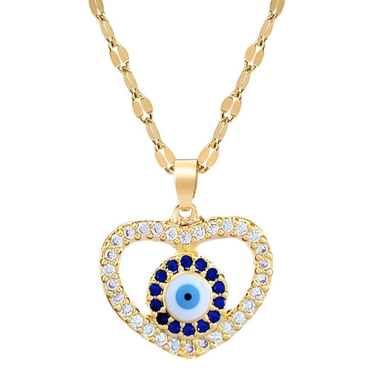 18K gold plated  Evil Eyes necklace,  FTM JEWELRY