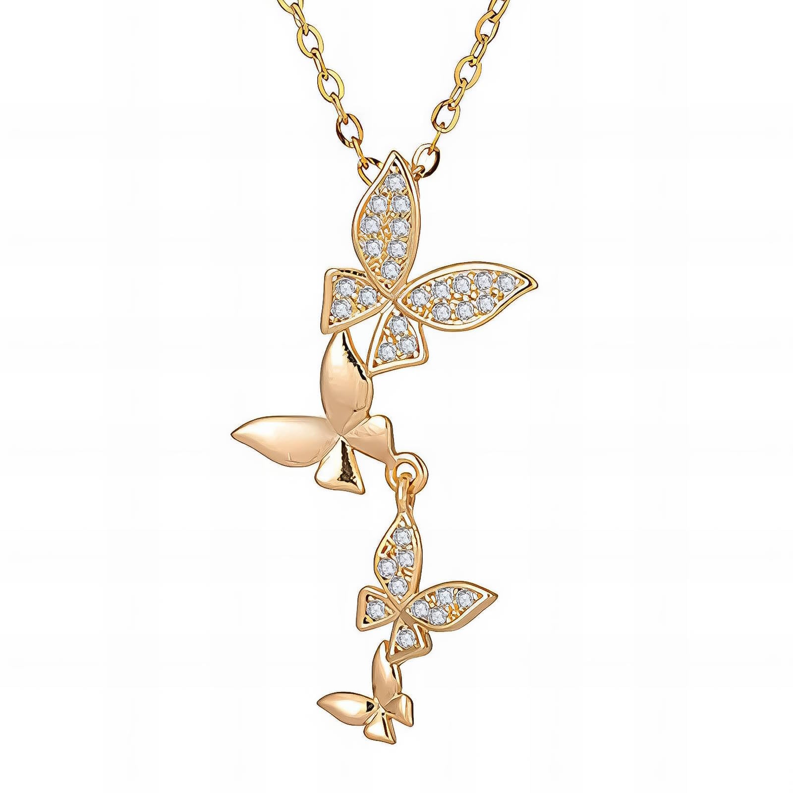 Butterflies Necklace, 18K Gold Plated Steel - FTM JEWELRY