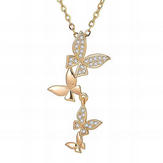 Butterflies Necklace, 18K Gold Plated Steel - FTM JEWELRY