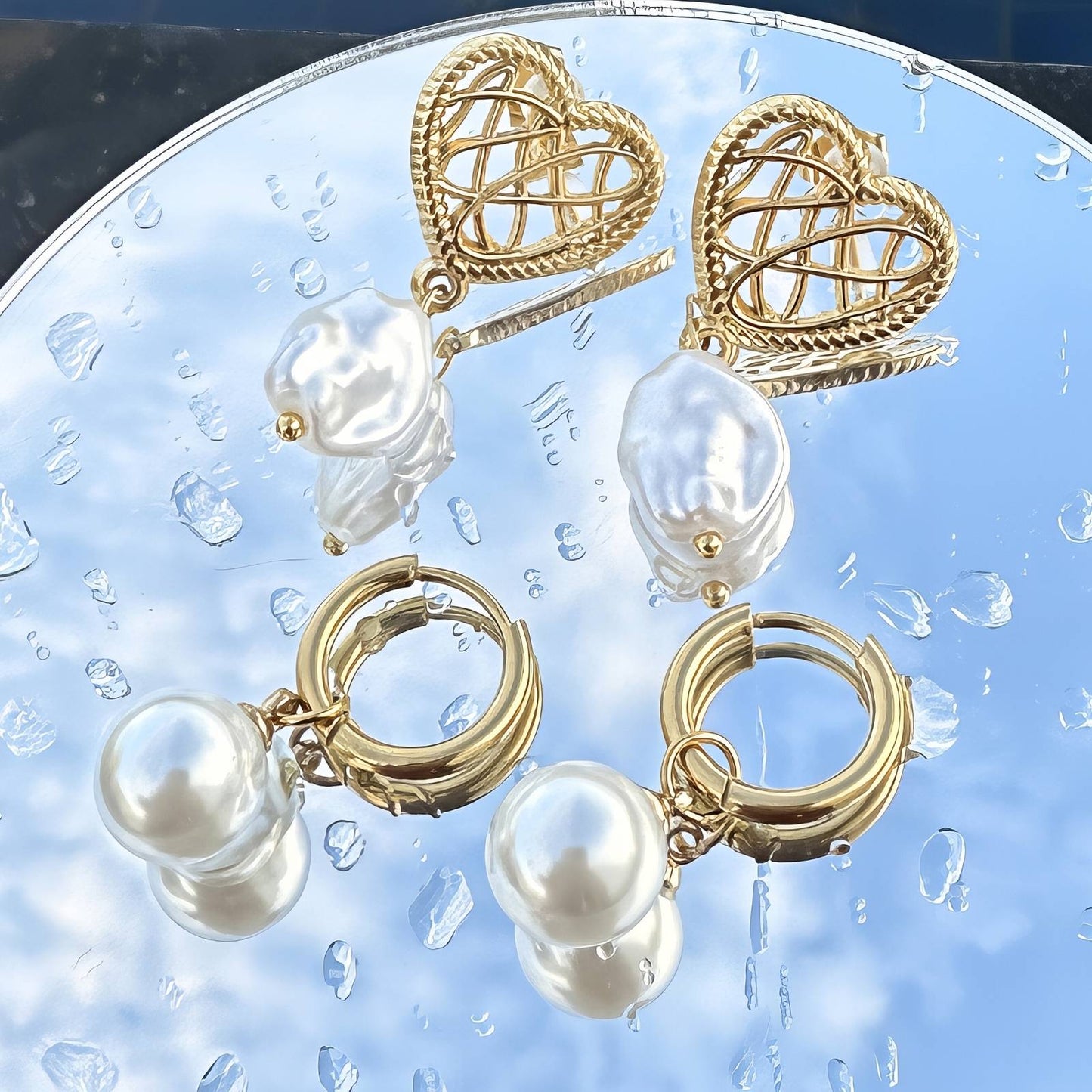 Earrings, 18K Gold Plated Steel - FTM JEWELRY