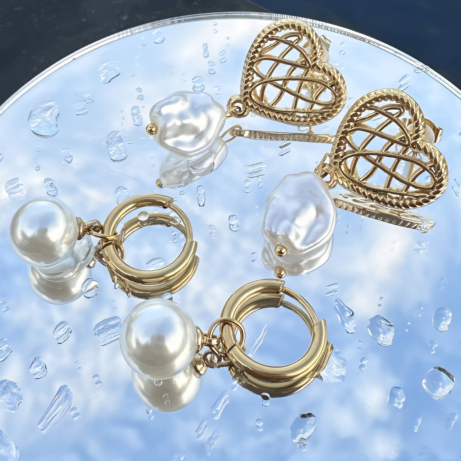 Earrings, 18K Gold Plated Steel - FTM JEWELRY