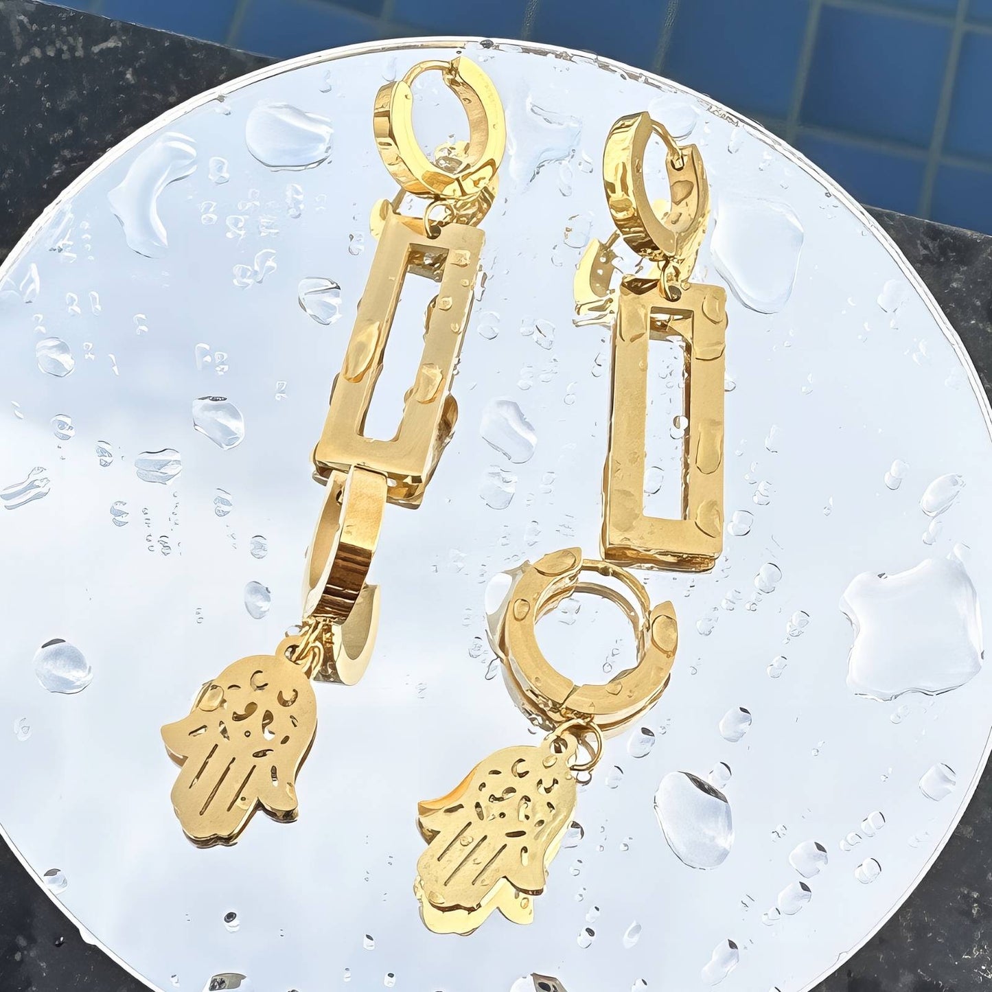 Earrings, 18K Gold Plated Steel - FTM JEWELRY