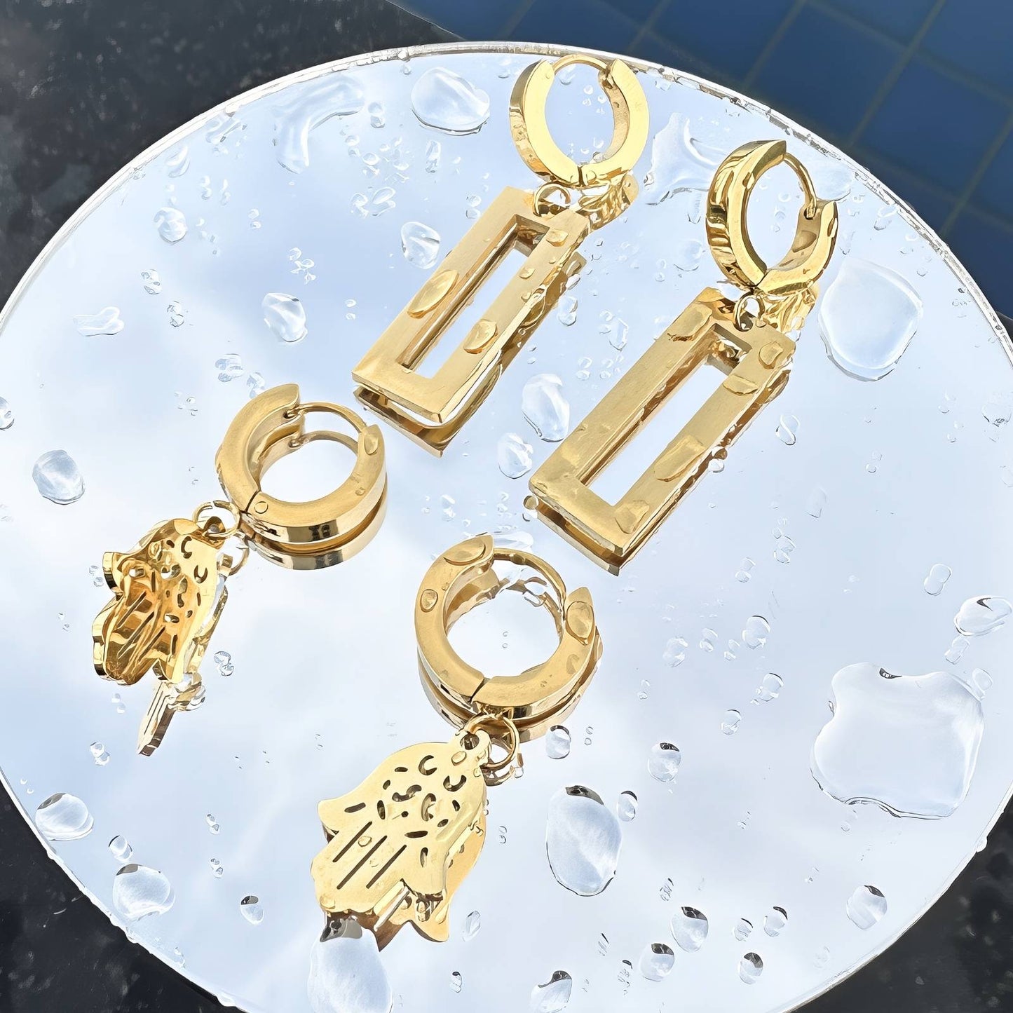 Earrings, 18K Gold Plated Steel - FTM JEWELRY