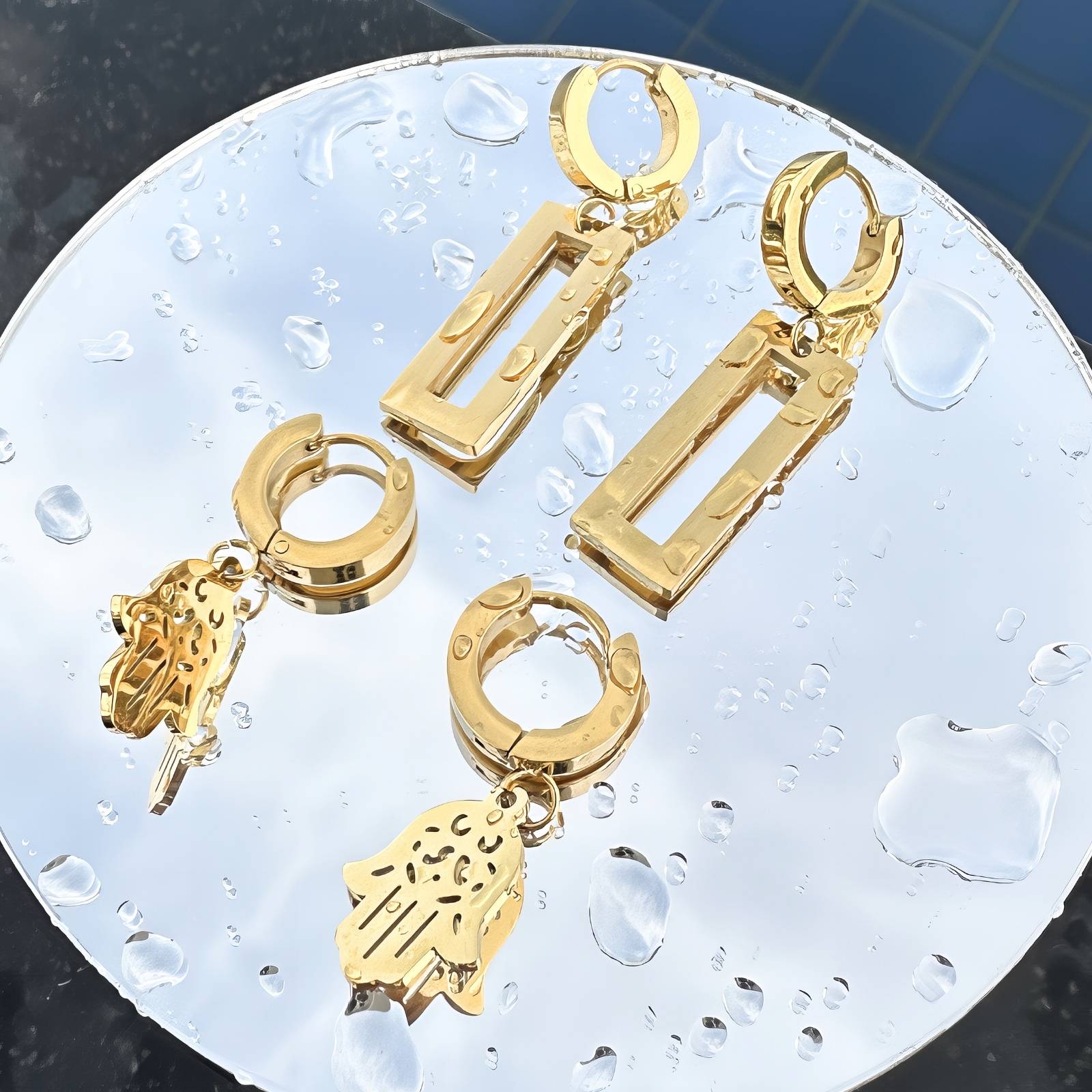 Earrings, 18K Gold Plated Steel - FTM JEWELRY