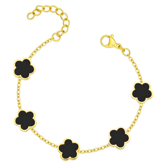 Flower Meadow Bracelet, 18K Gold Plated Steel - FTM JEWELRY