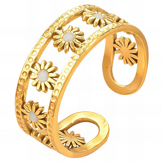 Flower Meadow Ring, 18K Gold Plated Steel - FTM JEWELRY