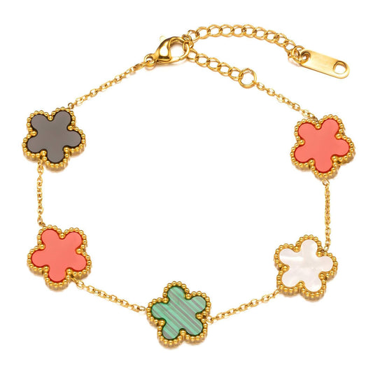 Flowers Bracelet, 18K Gold Plated Steel - FTM JEWELRY