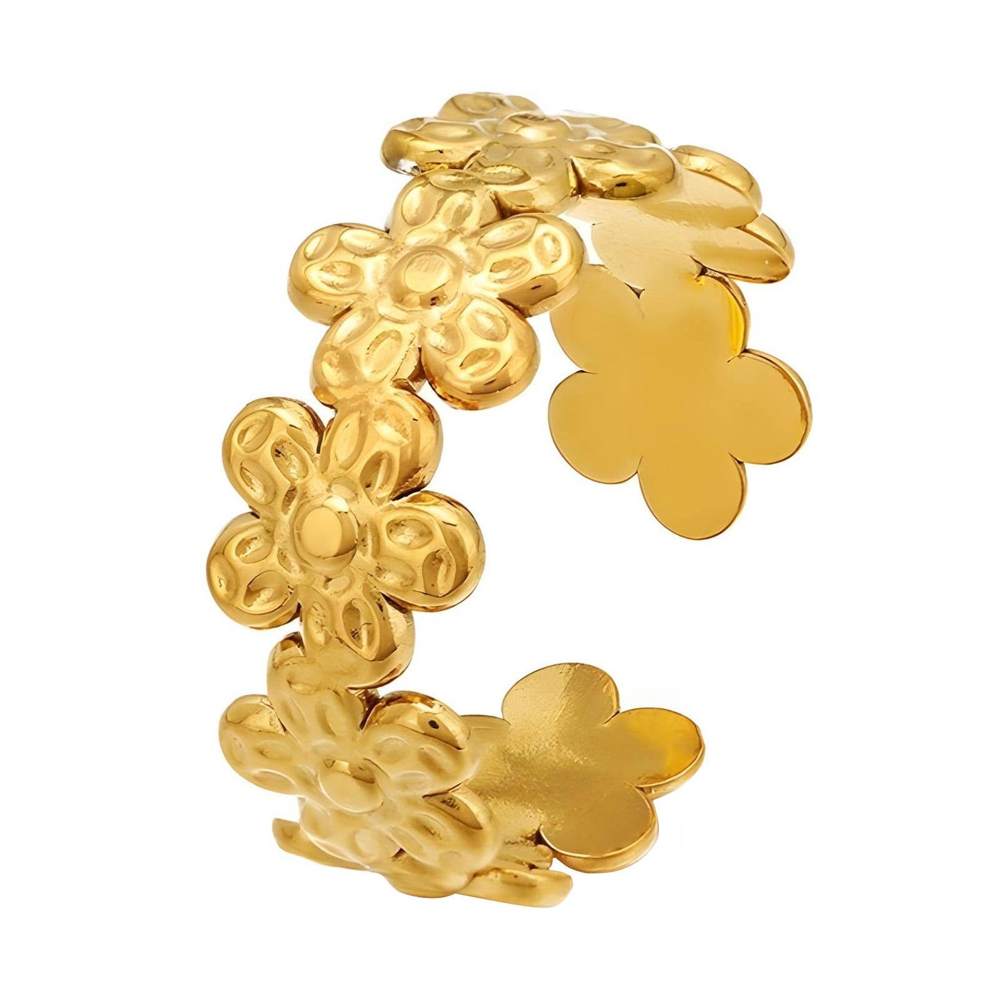 Flowers Ring, 18K Gold Plated Steel - FTM JEWELRY
