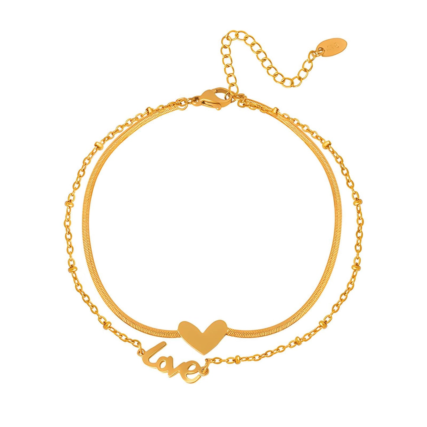 Hearts Anklet, 18K Gold Plated Steel - FTM JEWELRY