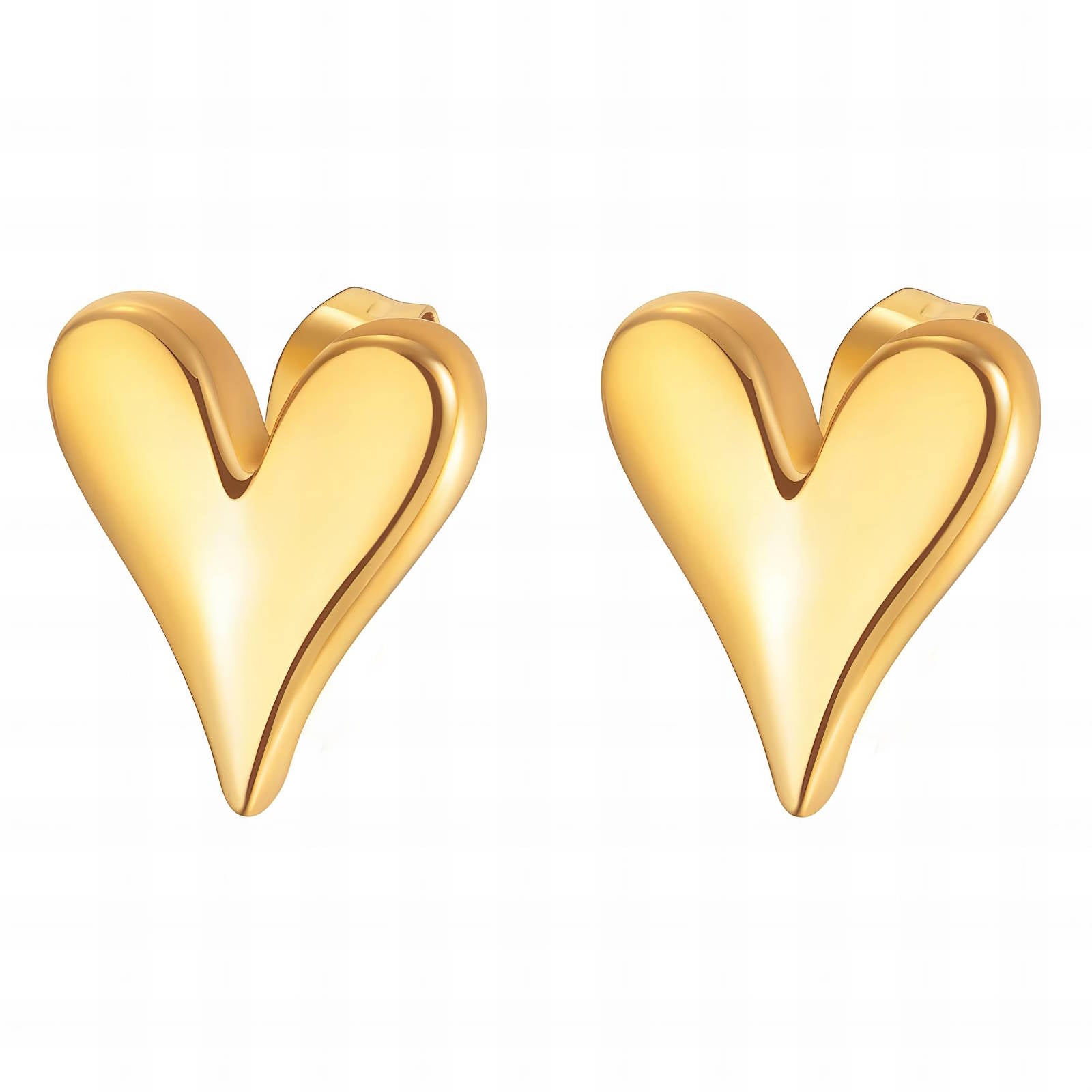 Hearts Earrings, 18K Gold Plated Steel - FTM JEWELRY