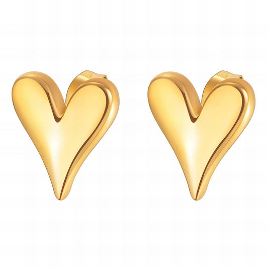 Hearts Earrings, 18K Gold Plated Steel - FTM JEWELRY