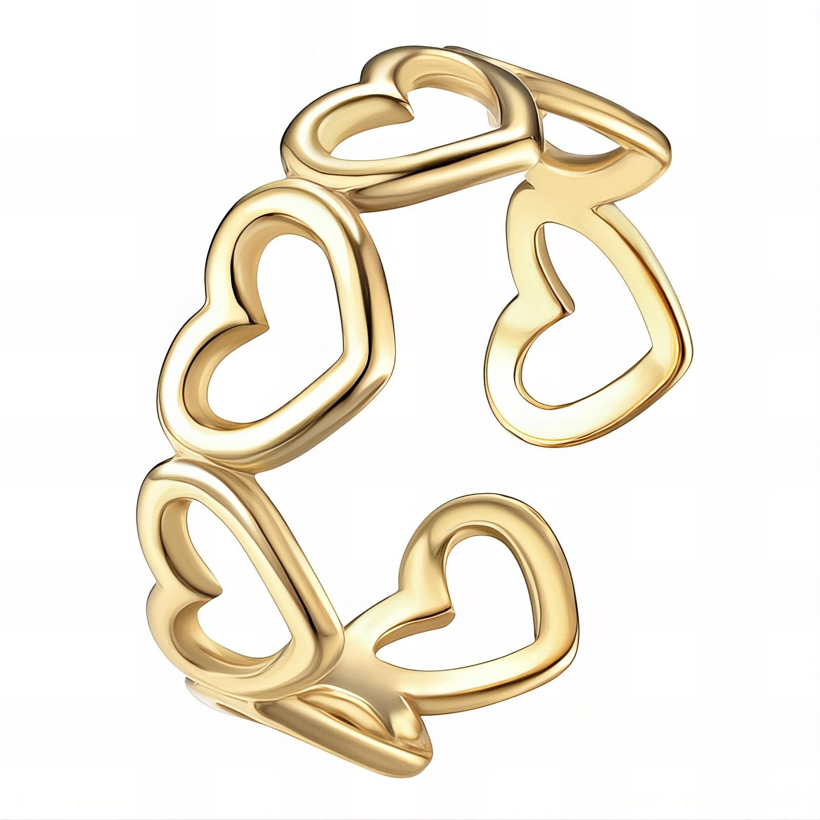 Hearts Ring, 18K Gold Plated Steel - FTM JEWELRY