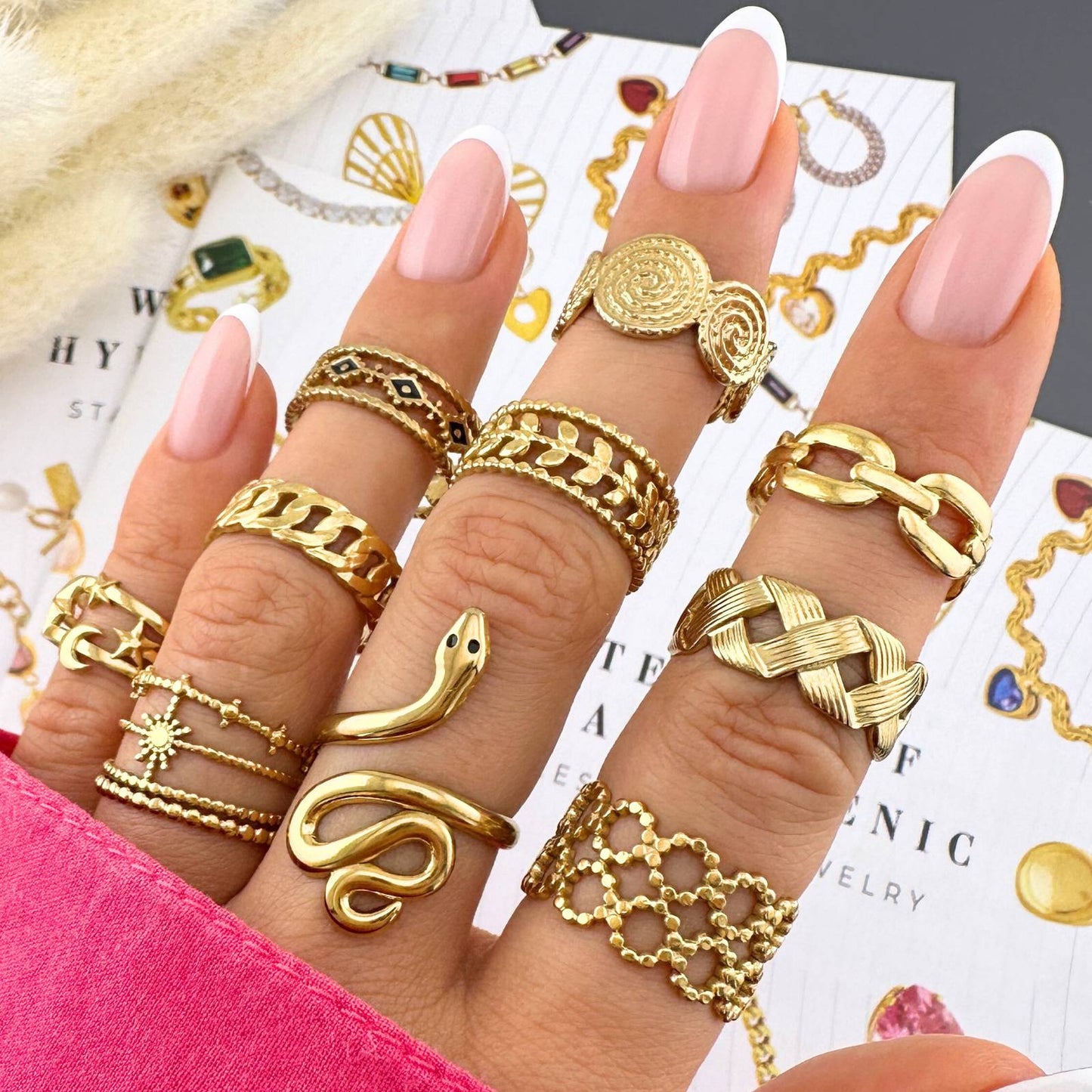 Leaves Ring, 18K Gold Plated Steel - FTM JEWELRY