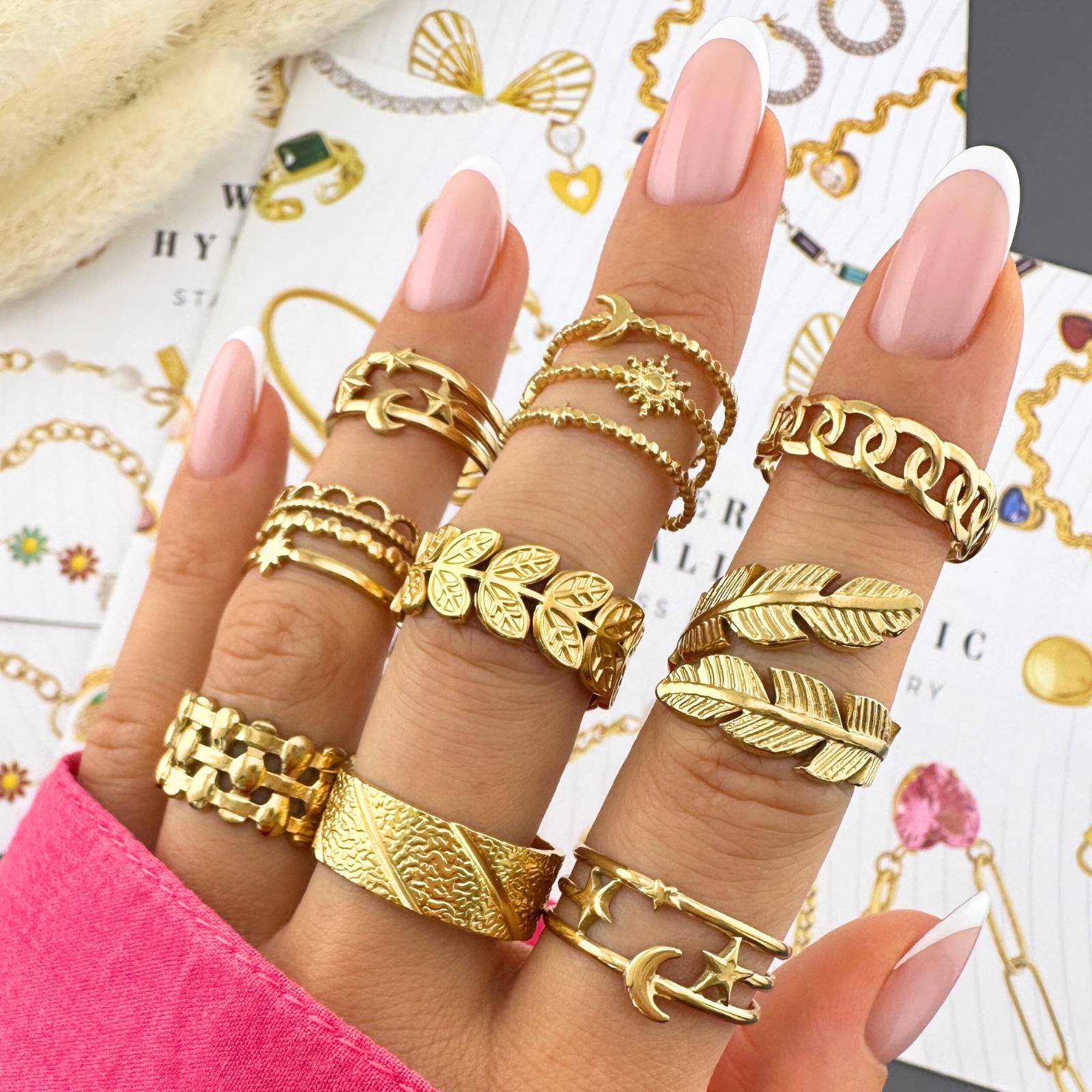 Leaves Ring, 18K Gold Plated Steel - FTM JEWELRY
