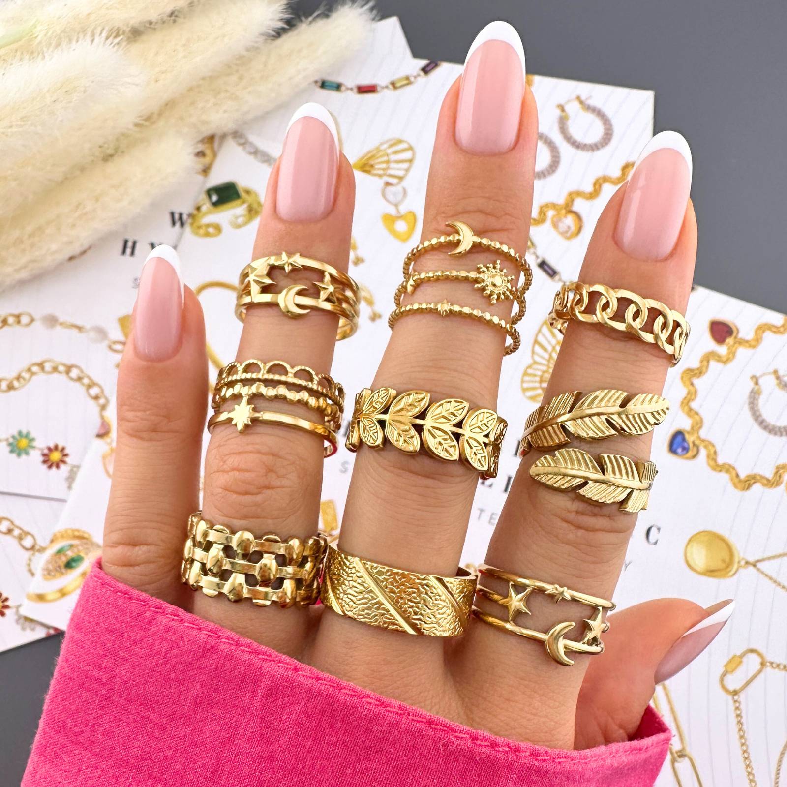 Leaves Ring, 18K Gold Plated Steel - FTM JEWELRY