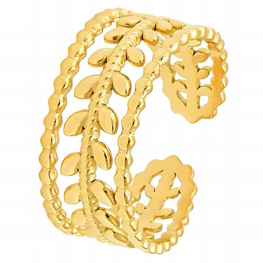 Leaves Ring, 18K Gold Plated Steel - FTM JEWELRY