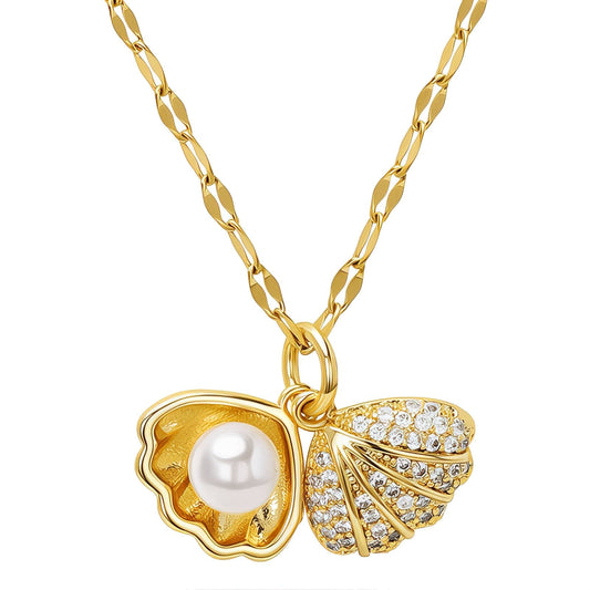Seashell Necklace, 18K Gold Plated Steel - FTM JEWELRY