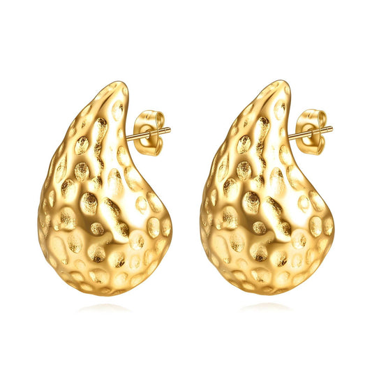 Teardrops Earrings, 18K Gold Plated Steel - FTM JEWELRY