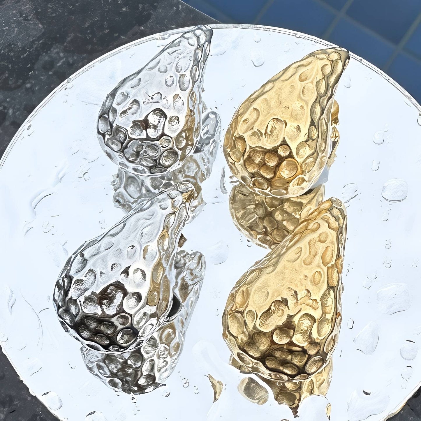 Teardrops Earrings, 18K Gold Plated Steel - FTM JEWELRY