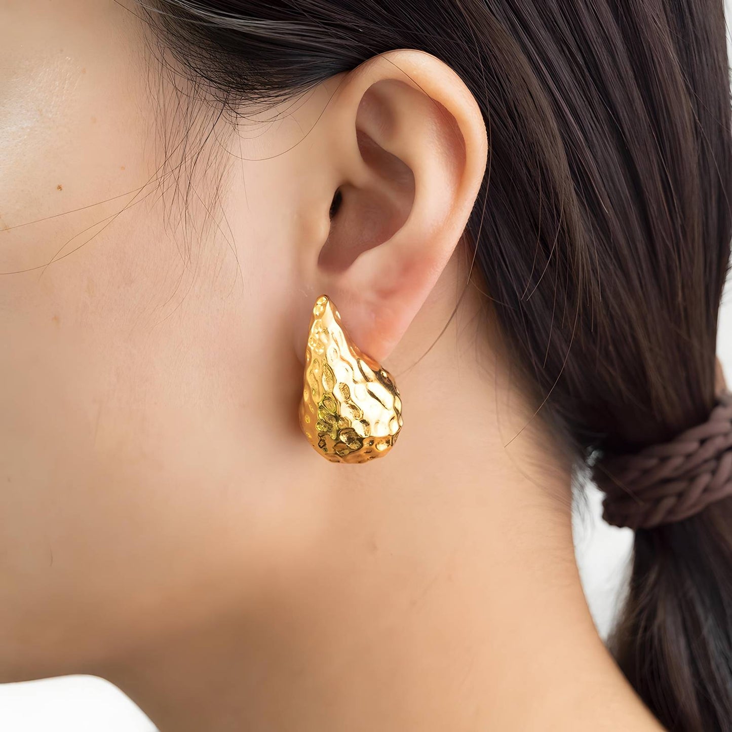 Teardrops Earrings, 18K Gold Plated Steel - FTM JEWELRY