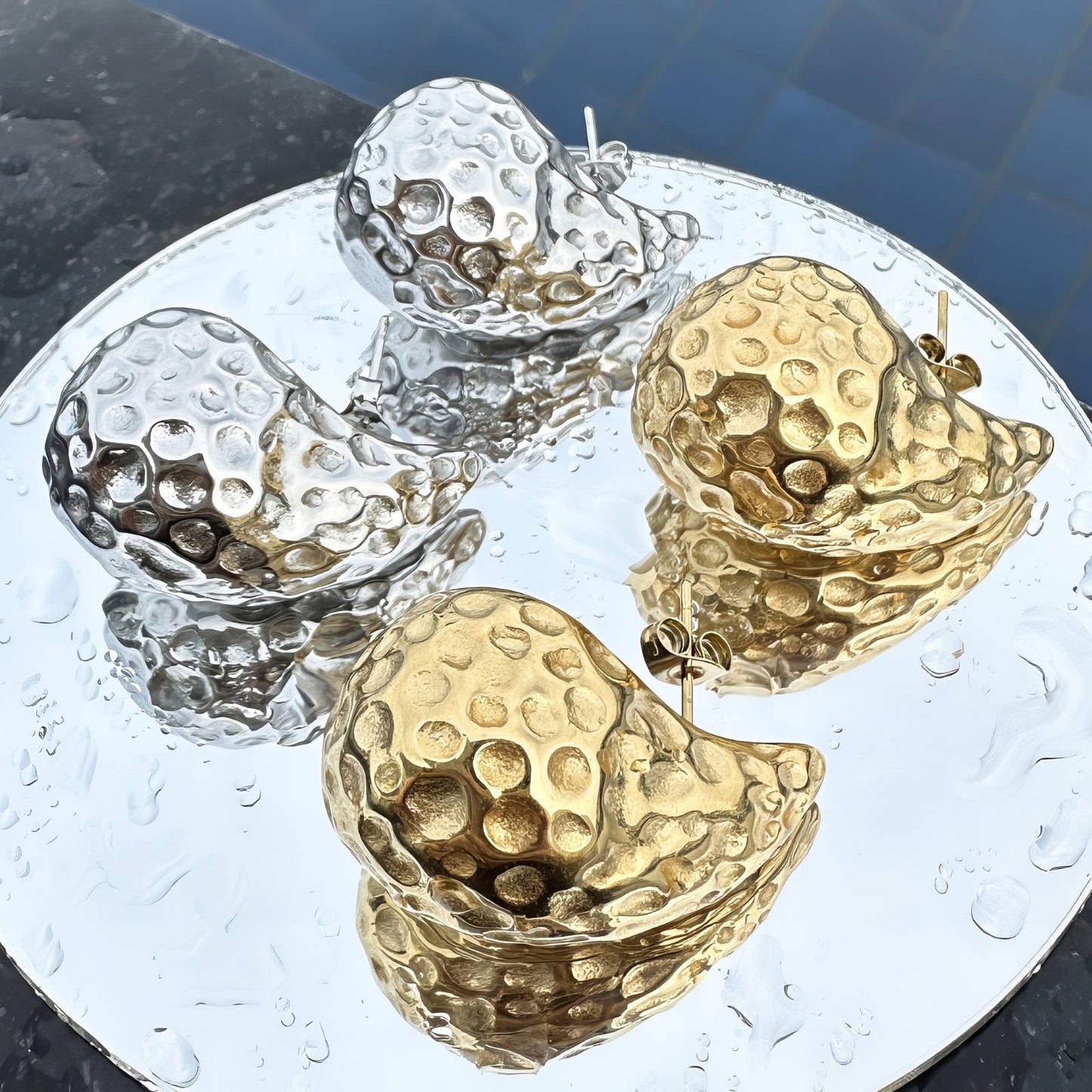 Teardrops Earrings, 18K Gold Plated Steel - FTM JEWELRY