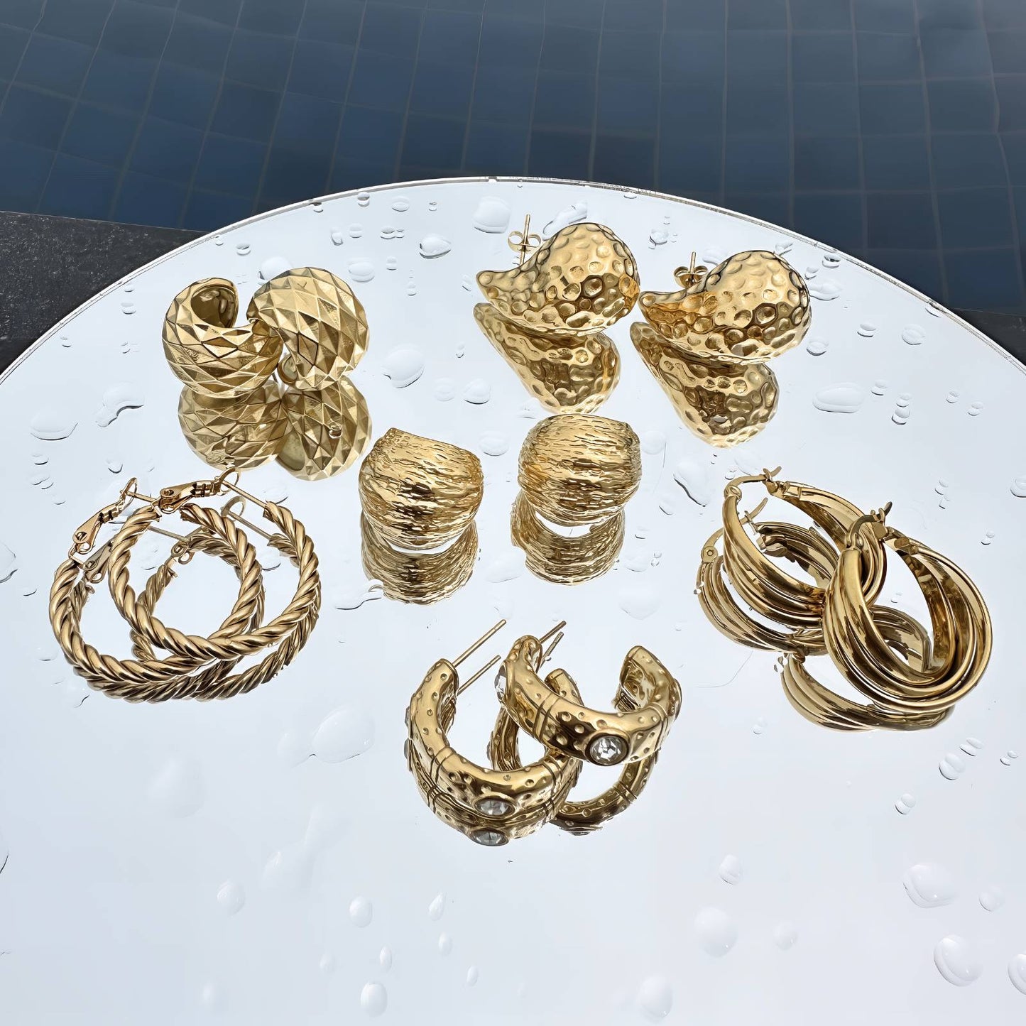 Teardrops Earrings, 18K Gold Plated Steel - FTM JEWELRY