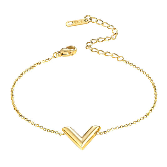 V Bracelet, 18K Gold Plated Steel - FTM JEWELRY